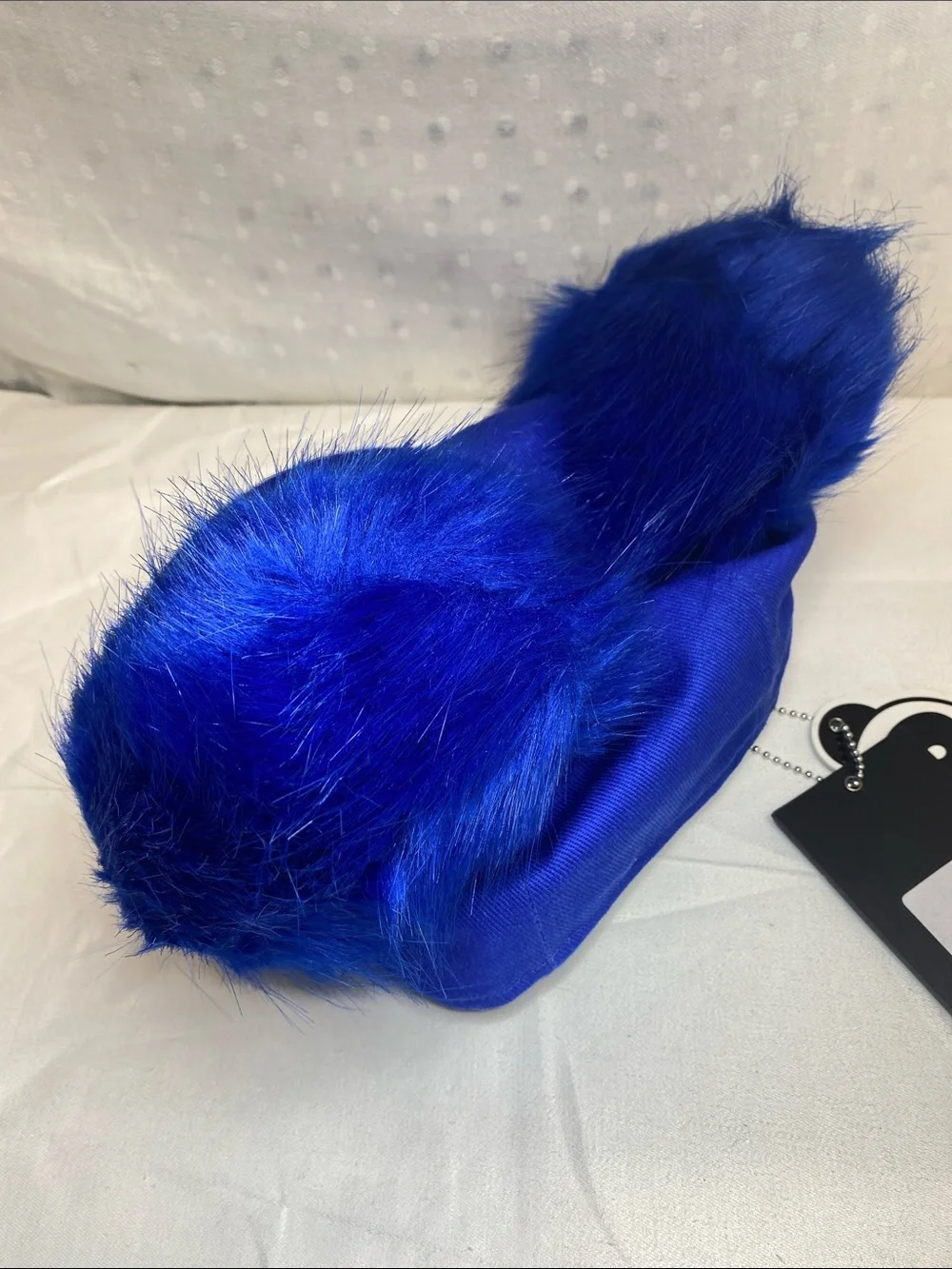 Nico Panda University Cobalt Blue Faux-Fur Pom Ear Fitted Cap Small